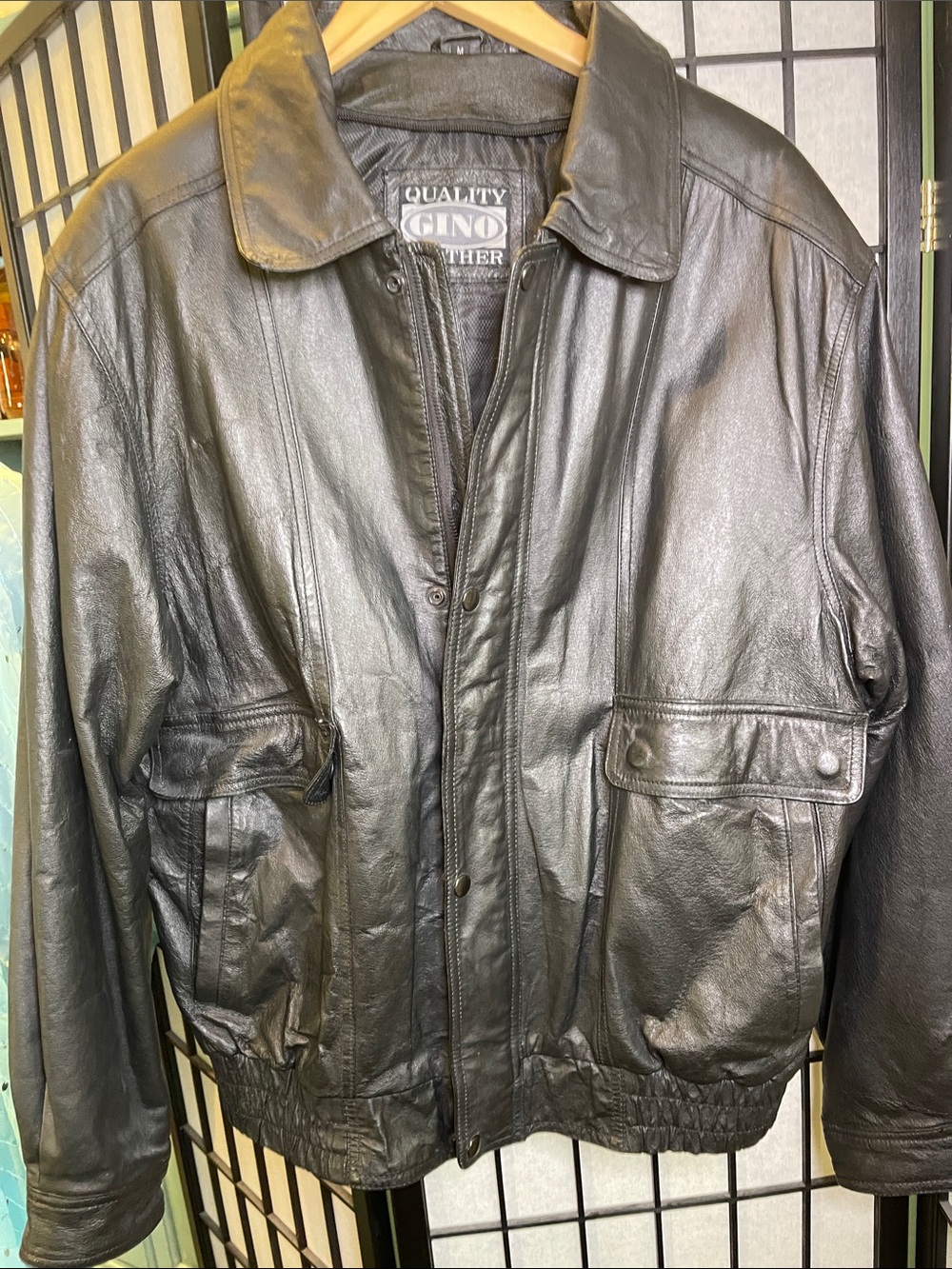 QUALITY GINO LEATHER    Men's Black Leather Jacket